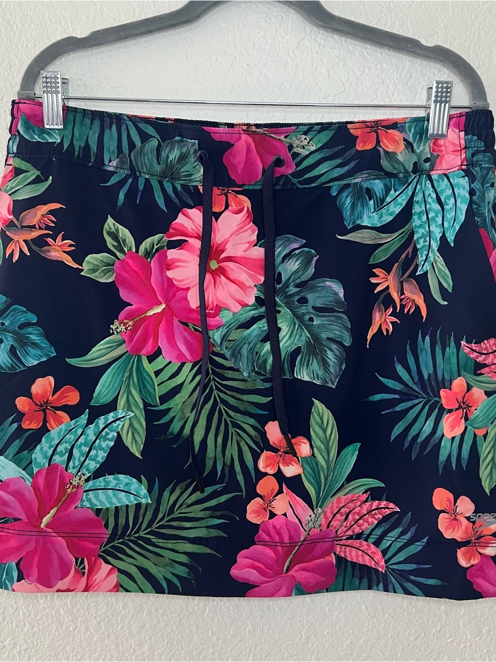 Speedo Swim Skirt Skort Blue Floral Tropical Quick Dry Women’s Size Large
